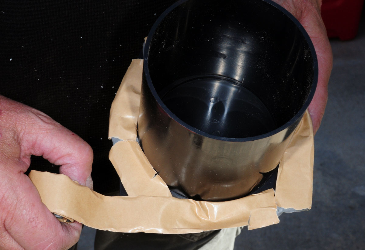 Butyl tape, provided with the kit, was placed around the flange that rests against the surface of outside wall