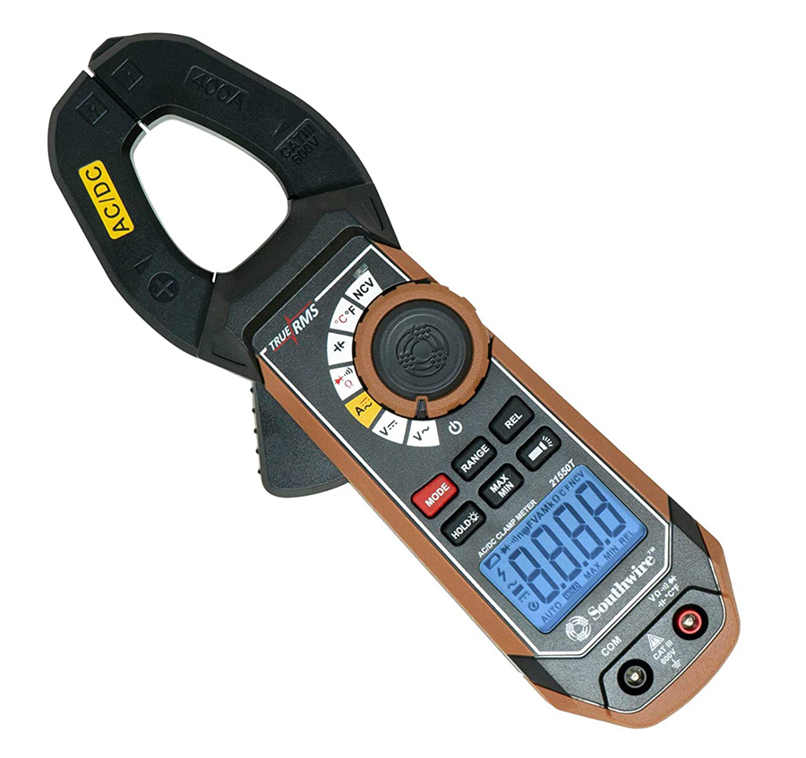 close up of a Southwire AC-DC clamp meter