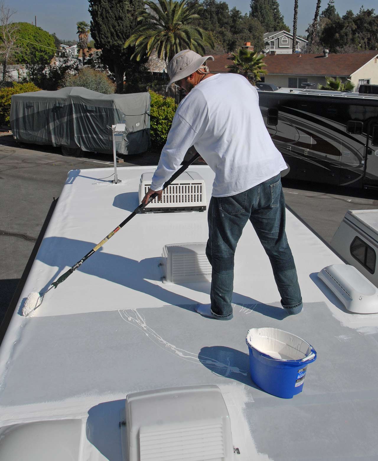 Cleaning the roof of an RV
