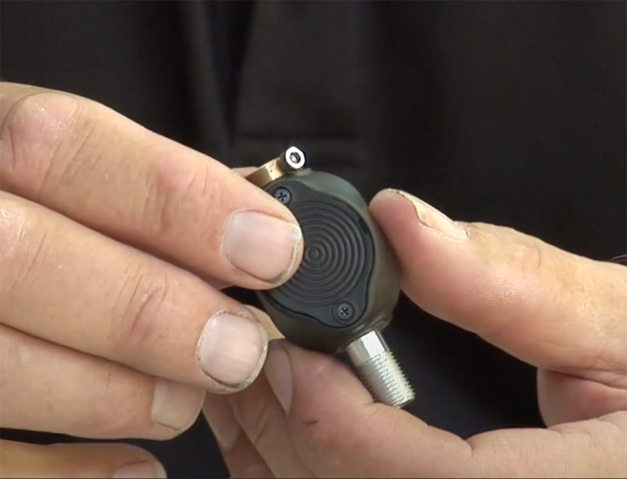 flow-through sensor allowing RV owners to add air to the tire