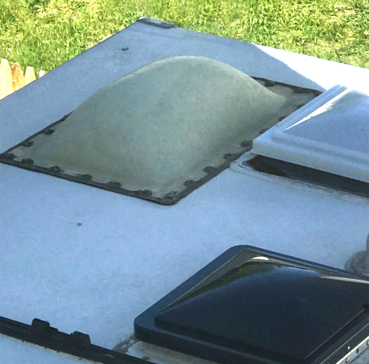 outside view of RV skylight
