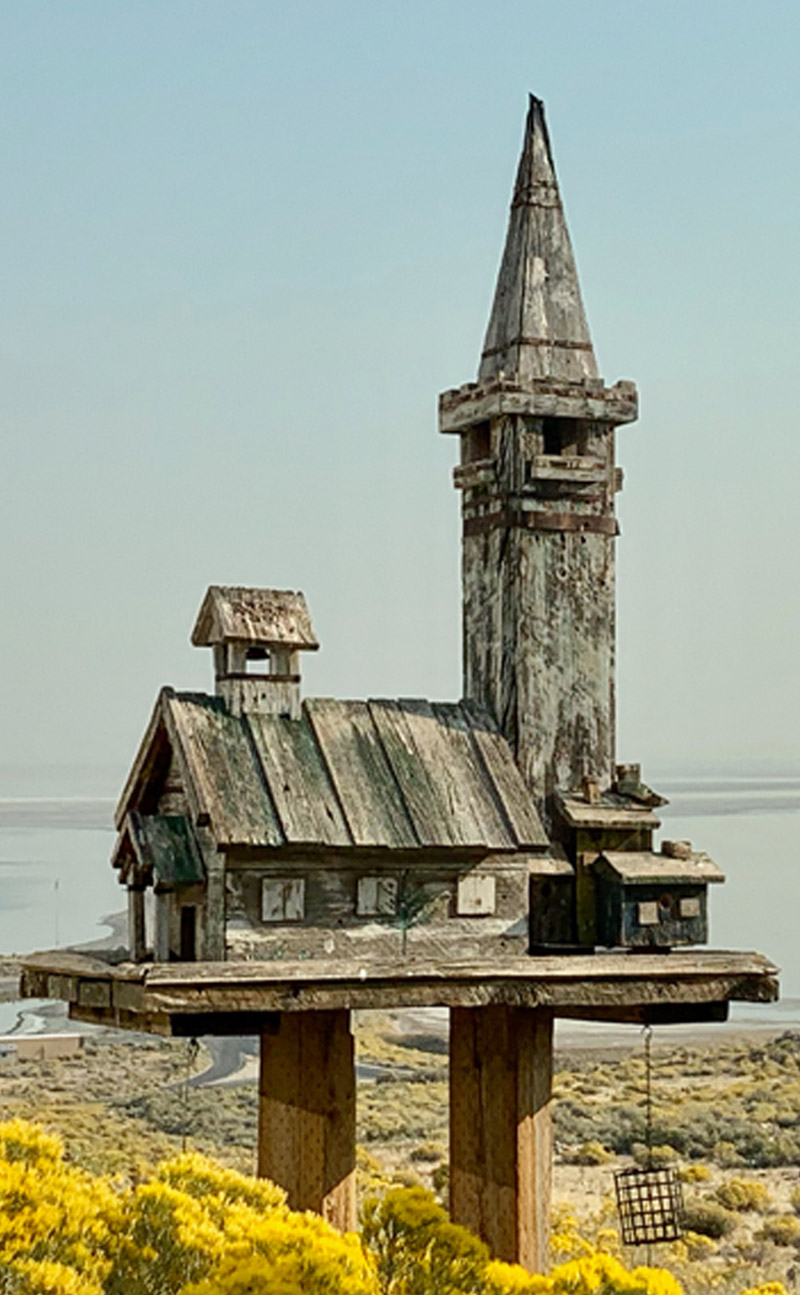 fancy birdhouse outside Antelope Island visitor center