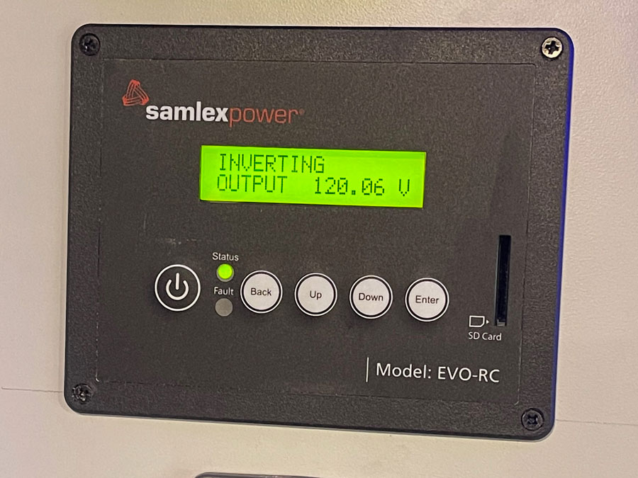 The Victron battery monitor is also viewable and controllable via a remote panel, which was installed along with the Samlex inverter/charger remote panel in the galley.