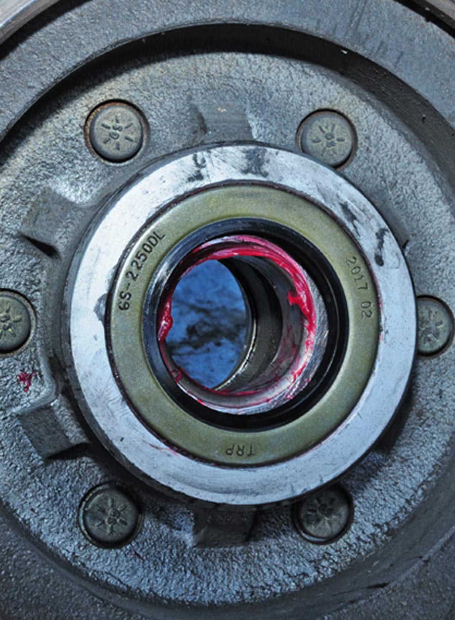 view of seal flush with the top lip of the hub assembly