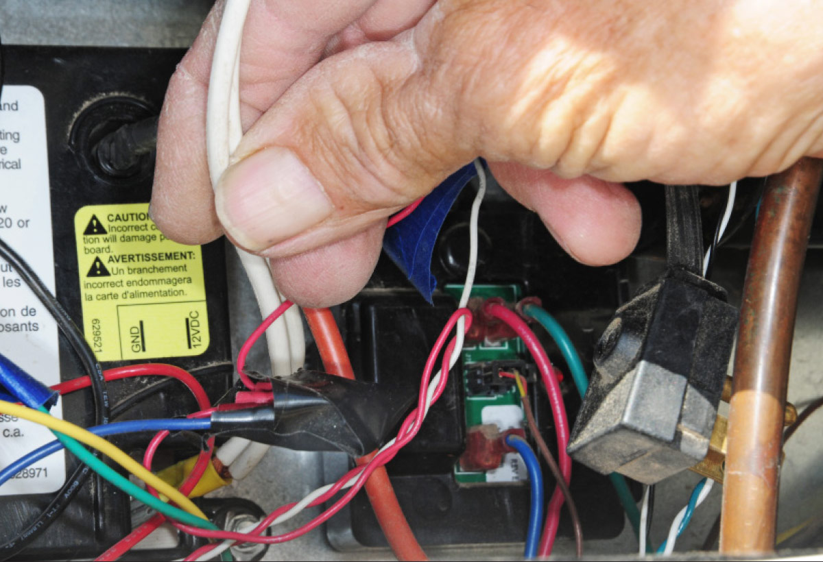 Disconnect the 12-volt DC leads 