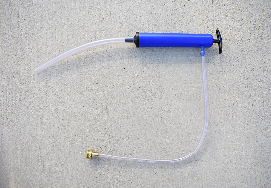 blue and clear Camco’s Anti-Freeze Hand Pump 