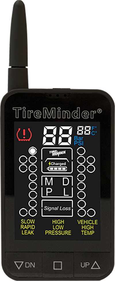 black handheld Tire Minder Device