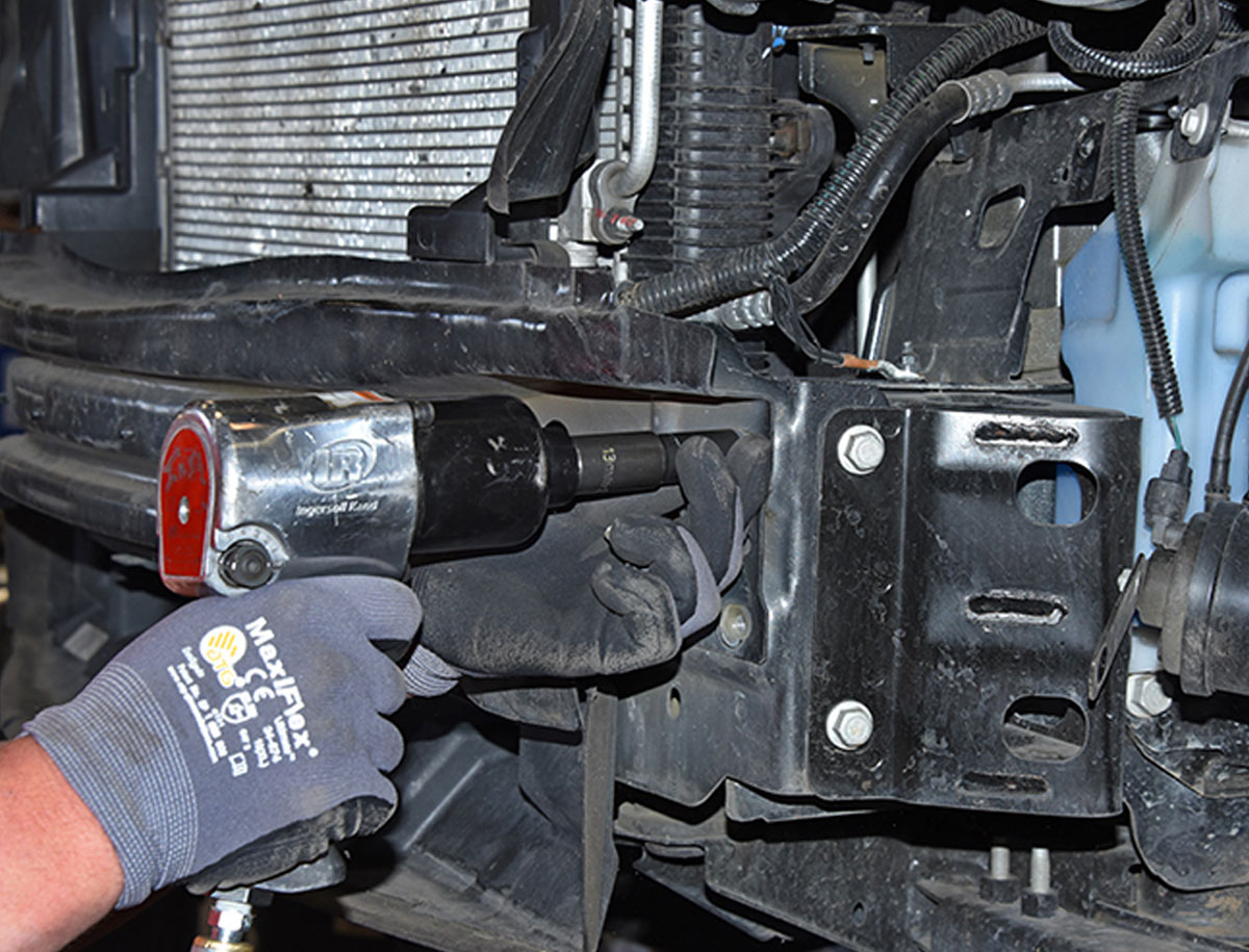 inner bumper structure is unbolted with a drill