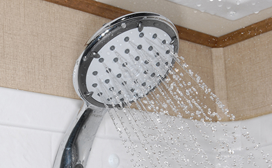 shower head on