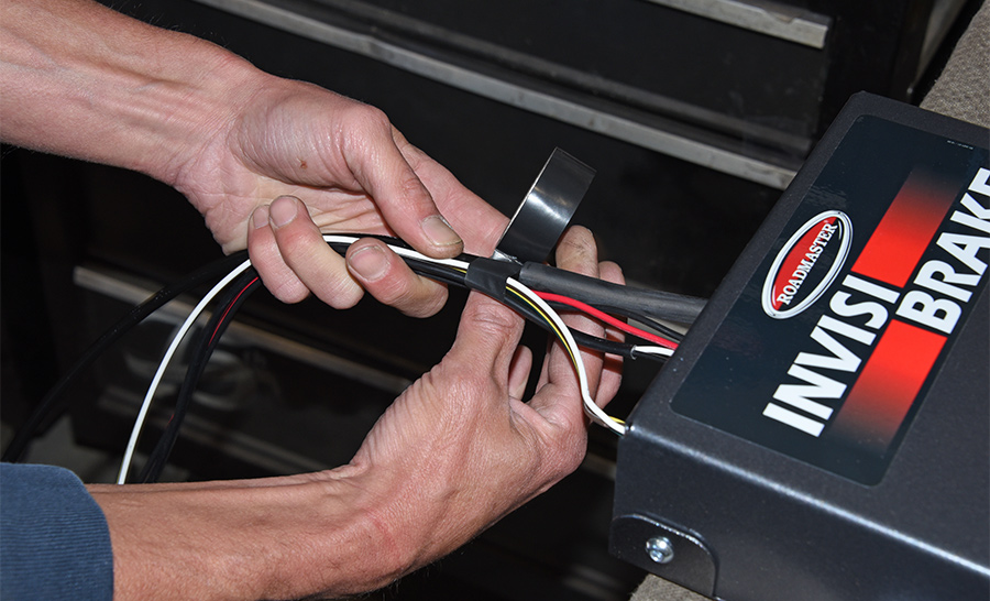 hands adjusting wiring