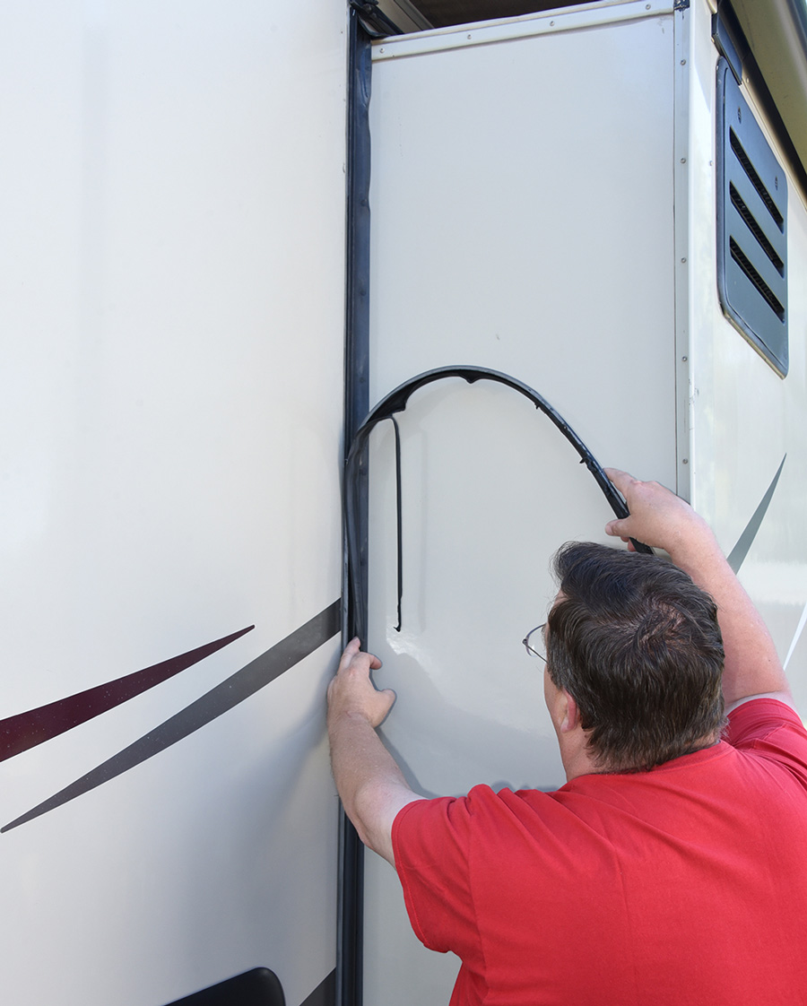 replacing bulb seal around slideouts in an RV