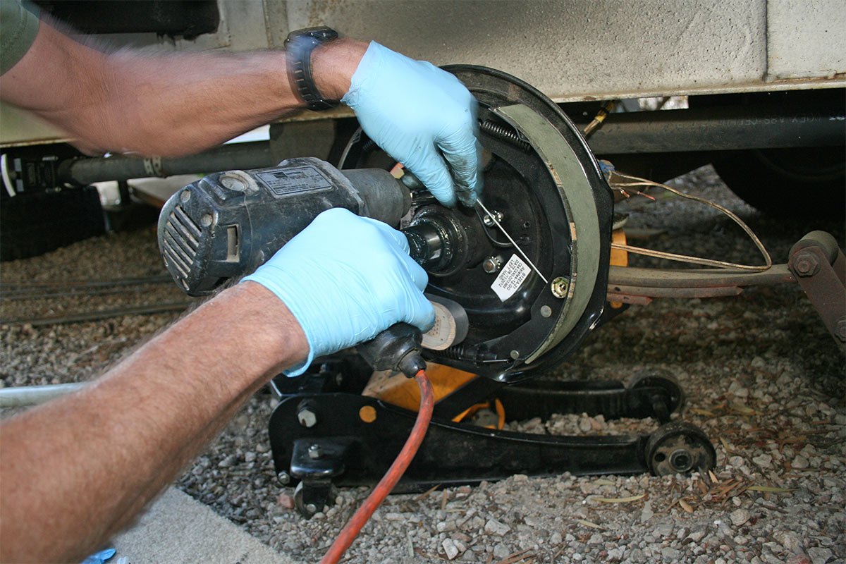 Installation of the Lippert brakes reversing the removal process