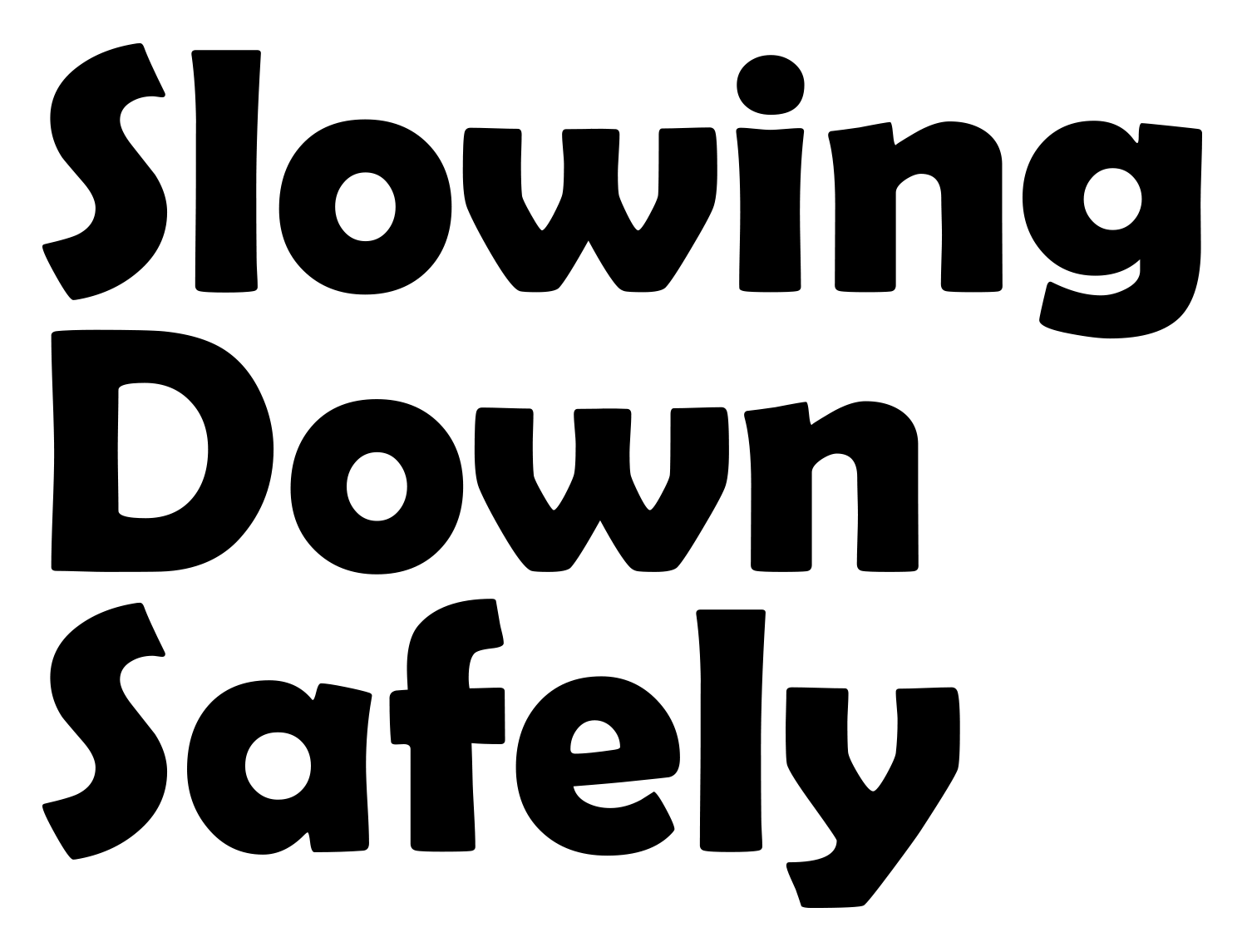 Slowing Down Safely typography