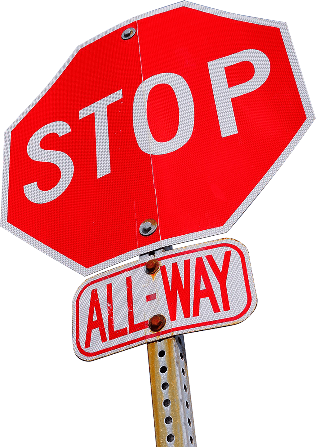 red stop sign with all way sign underneath