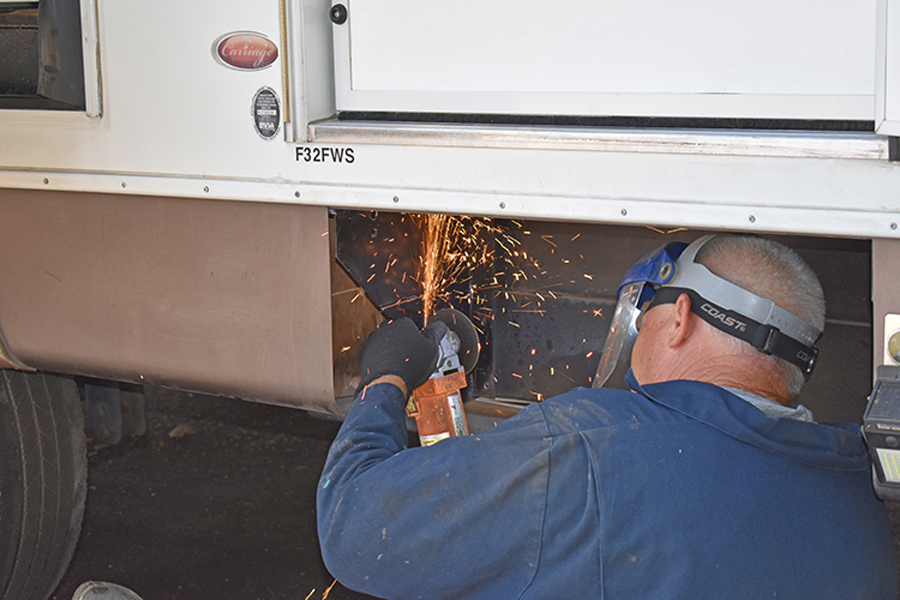grinder being used to make a cut