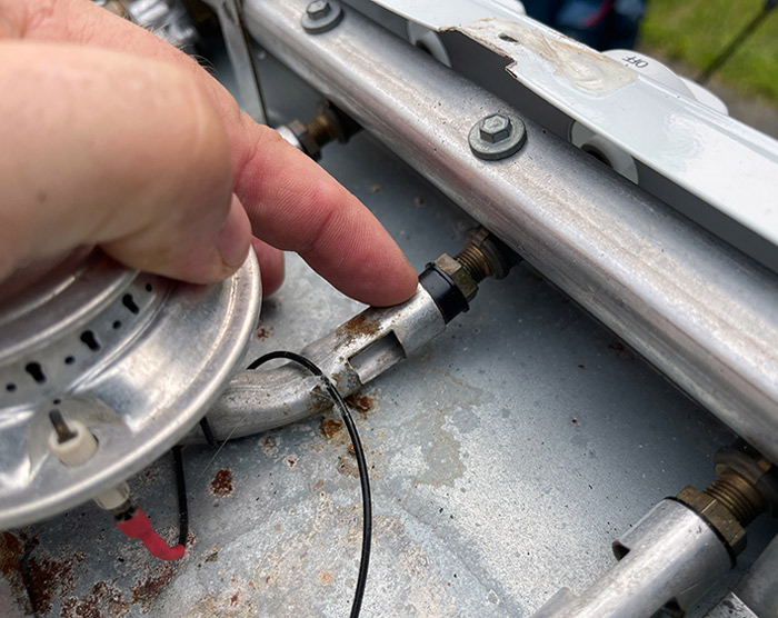 If you remove the burners for cleaning, don’t lose the burner bushing