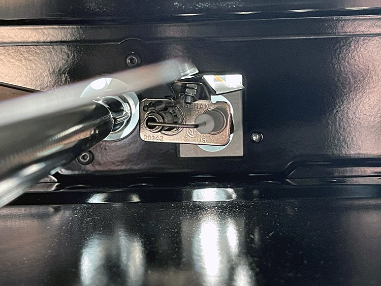 The Greystone’s lower deck section is a clean design, with the propane connection on the rear of the unit