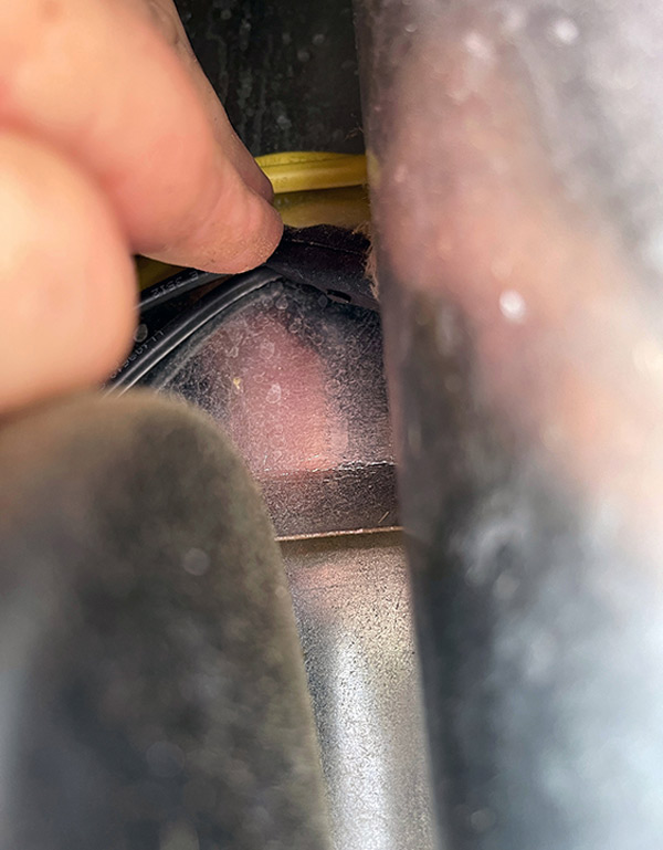 This Norcold Polar 7 is a 3-way refrigerator, and while hard to see on this model, these are the wires for the 120-volt AC and 12-volt DC heating elements