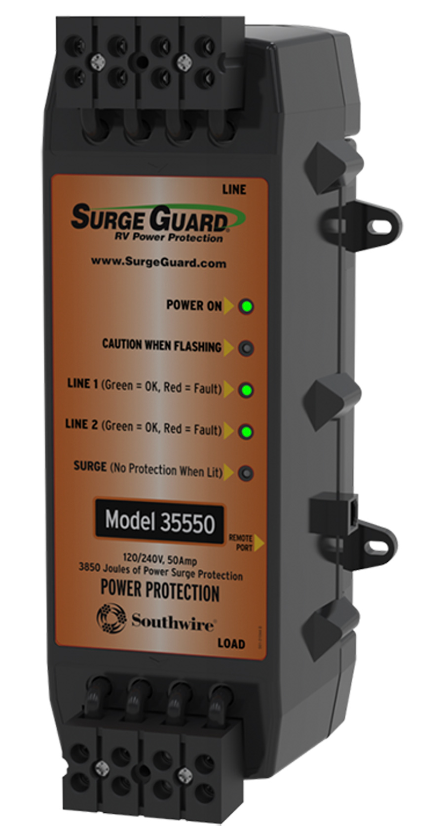 black Surge Guard 35550 with copper detailing