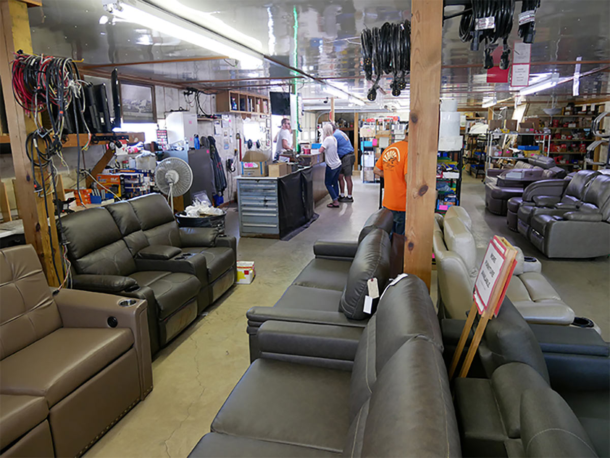 floors, walls and sometimes even the ceilings draped with parts at Bontrager’s RV Surplus