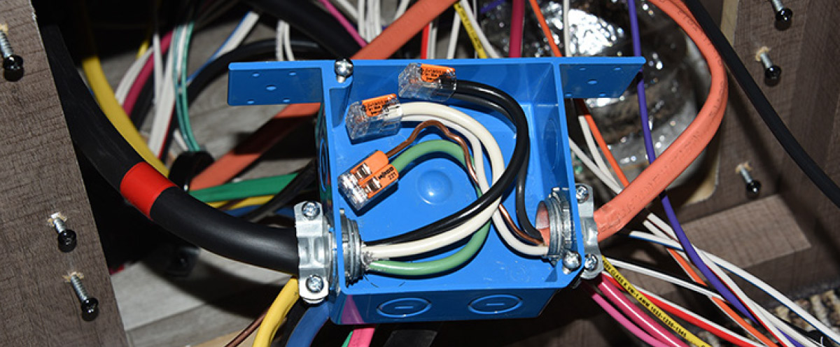 Connections are complete and the junction box