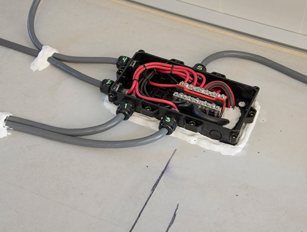 Shown is the finished combiner box