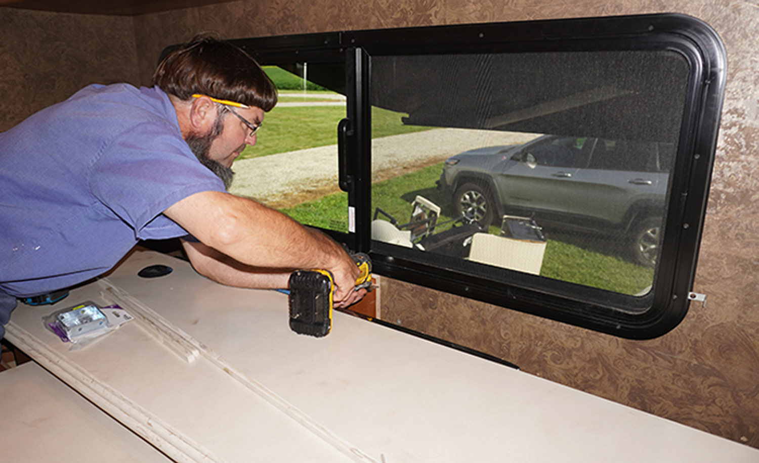 the credenza was removed from the wall