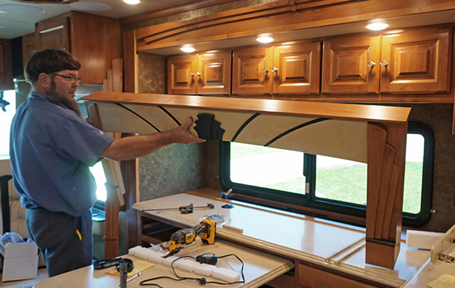 the existing valance frame is put back in place