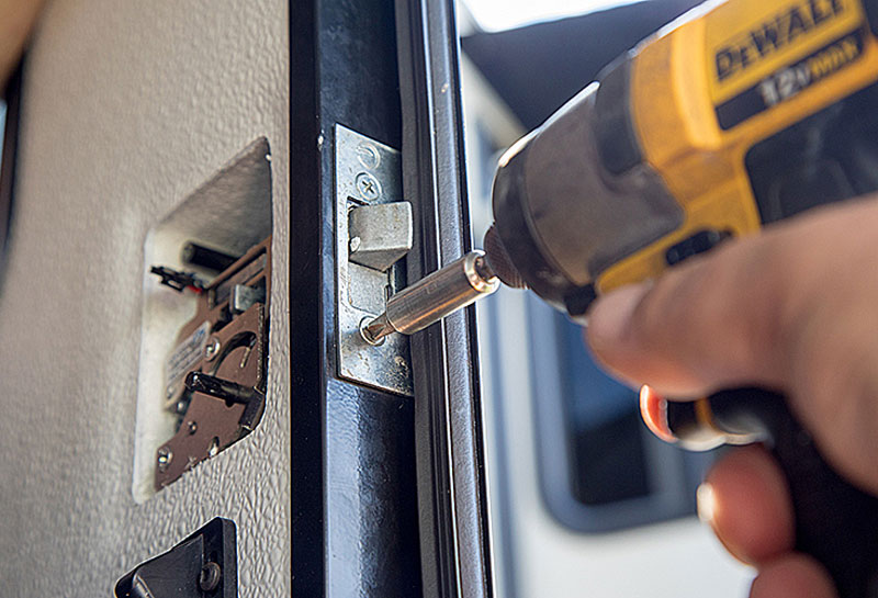 2a: Two screws must be removed from the faceplate on the edge of door before the lockset can be pushed out. Once the screws are removed from inside the door and faceplate, the lockset can be pushed out