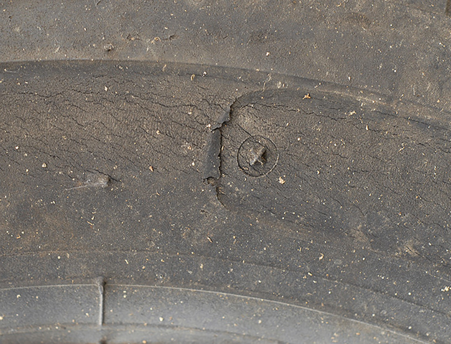 small cracks in a tire's sidewall