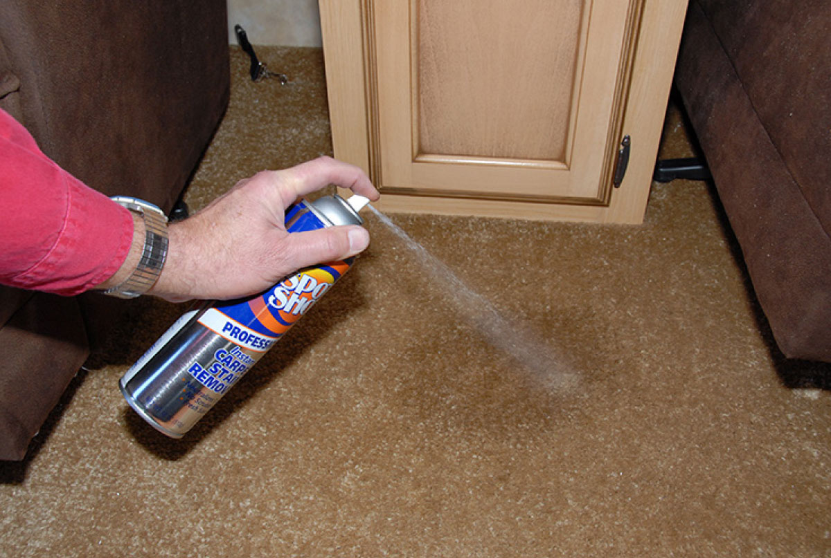 Spray the stain with your chosen cleaner