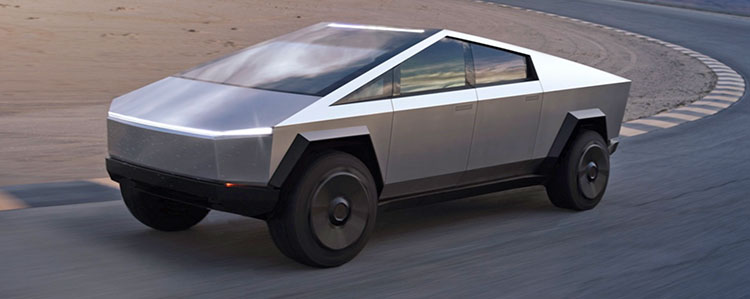 The angular 2022 Tesla Cybertruck will offer the highest payload capacity (3,500 pounds) and tow rating (14,000+ pounds) of any e-truck