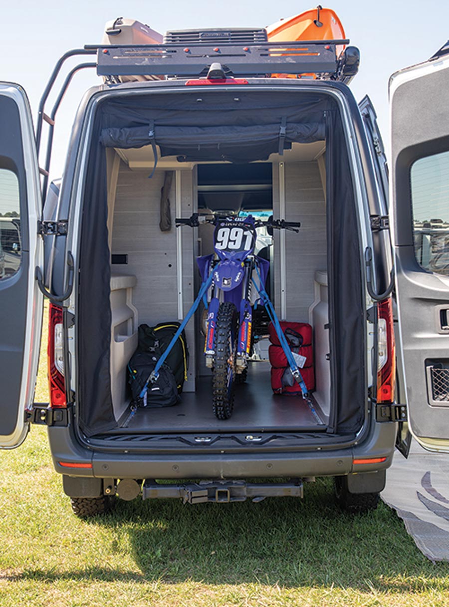Open back door on a Entegra Coach Launch/Jayco Terrain
