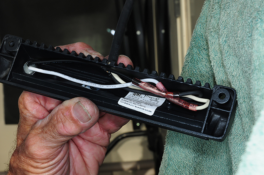 wiring inside the fixture being neatly tucked inside