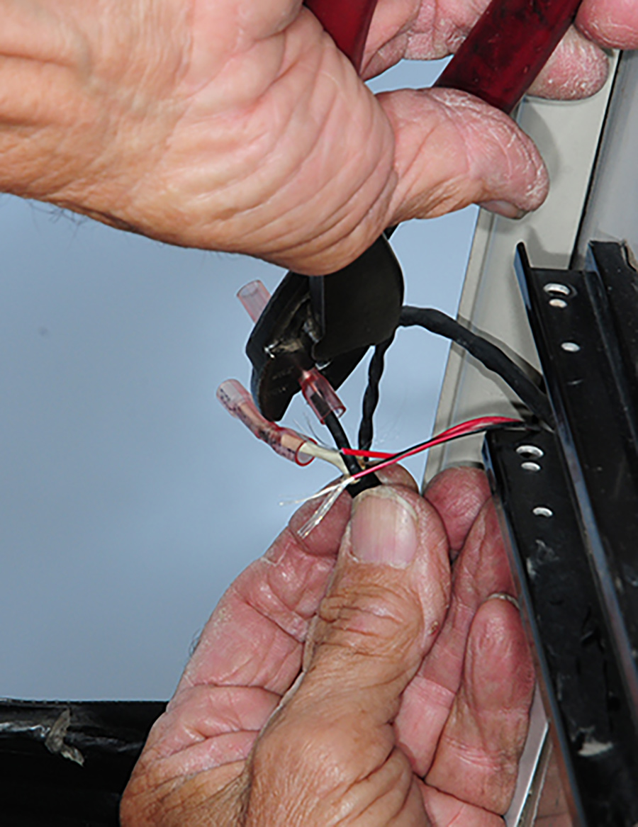 butt terminals with shrink-tubing ends being used to weatherproof the connections