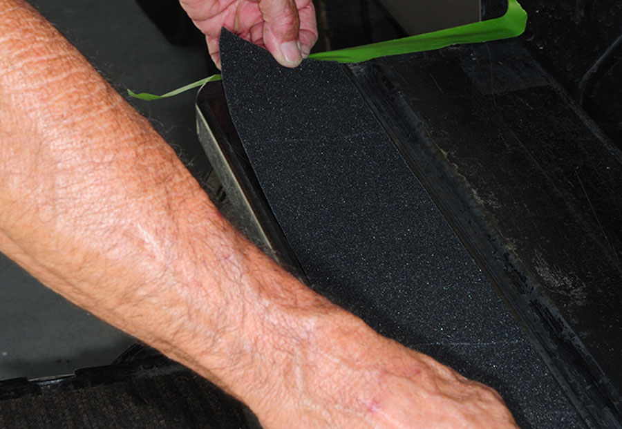 Once the adhesive backing is removed, the grip tape will immediately stick to the step surface