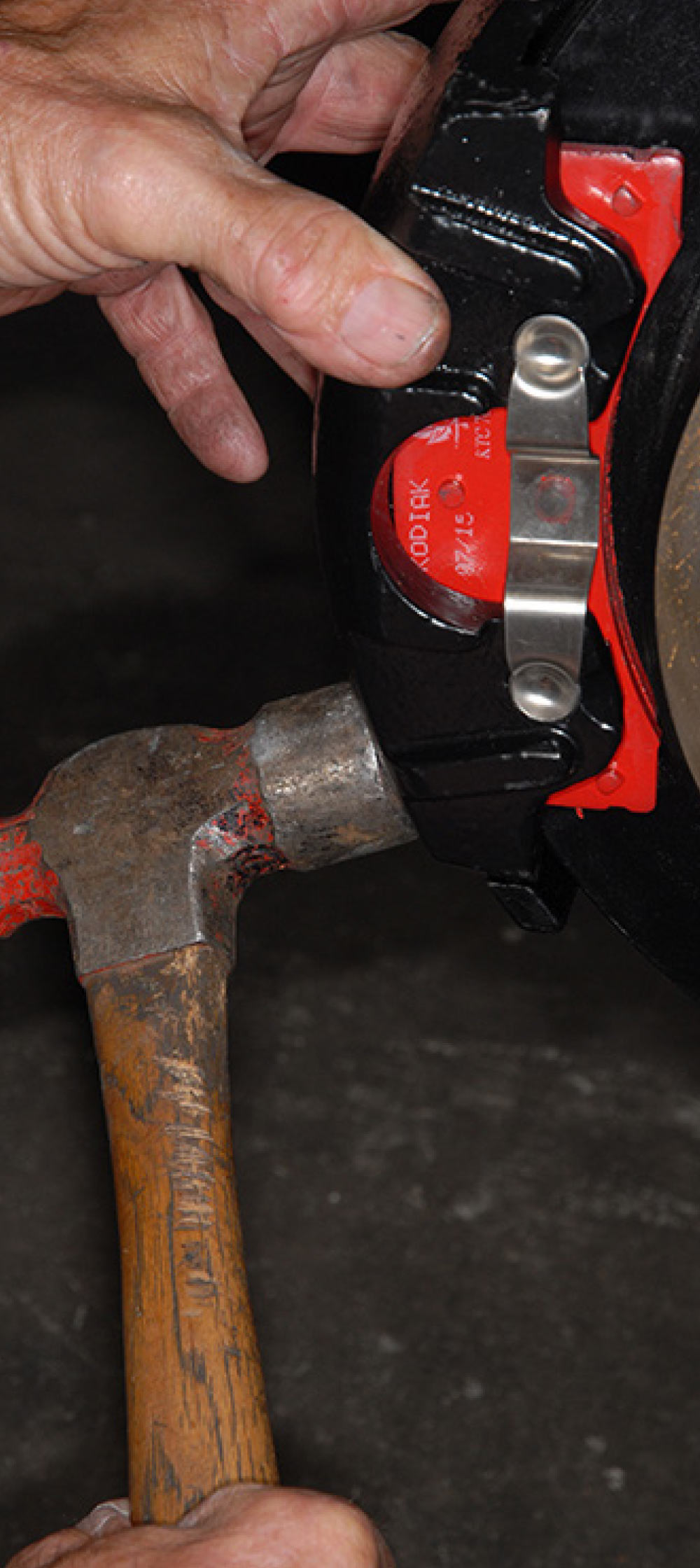 It took some gentle persuasion to tap the calipers in place