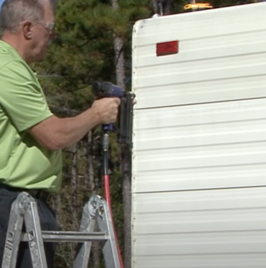 siding being held in place with staples