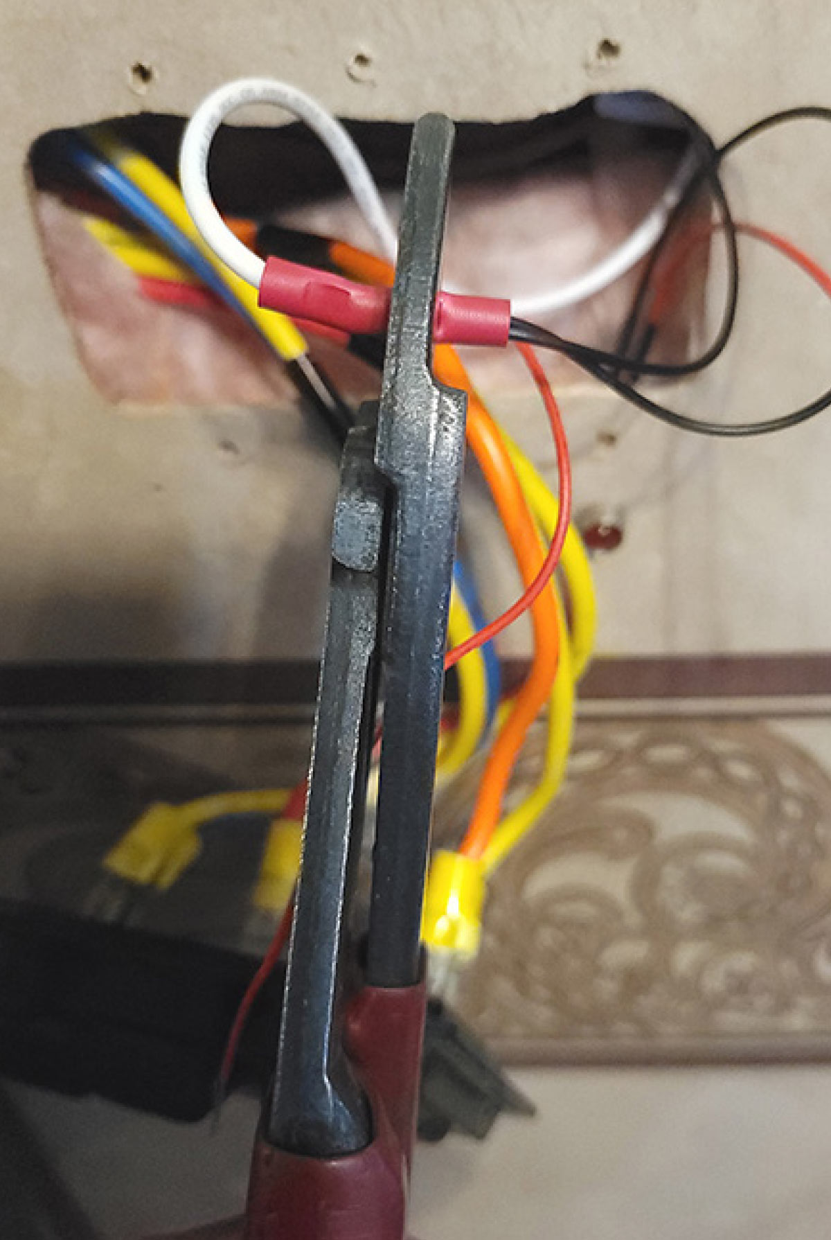 Ground wires were butt-connected to the leads attached