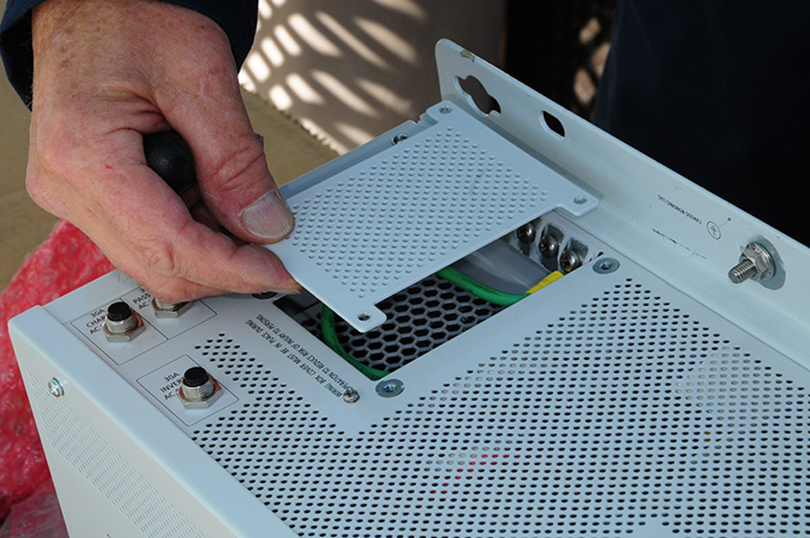 access panel was removed, exposing positions for hooking up the wiring