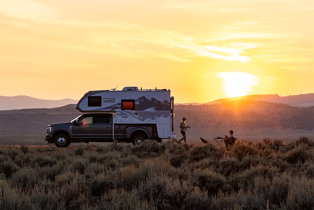 RV camping in the sunset