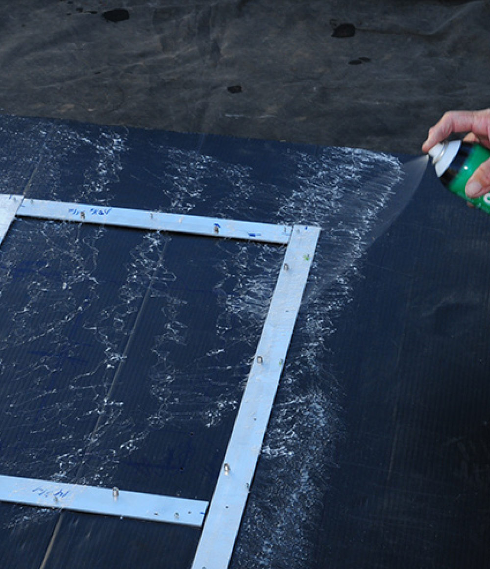The adhesive was sprayed on one side of the insulation