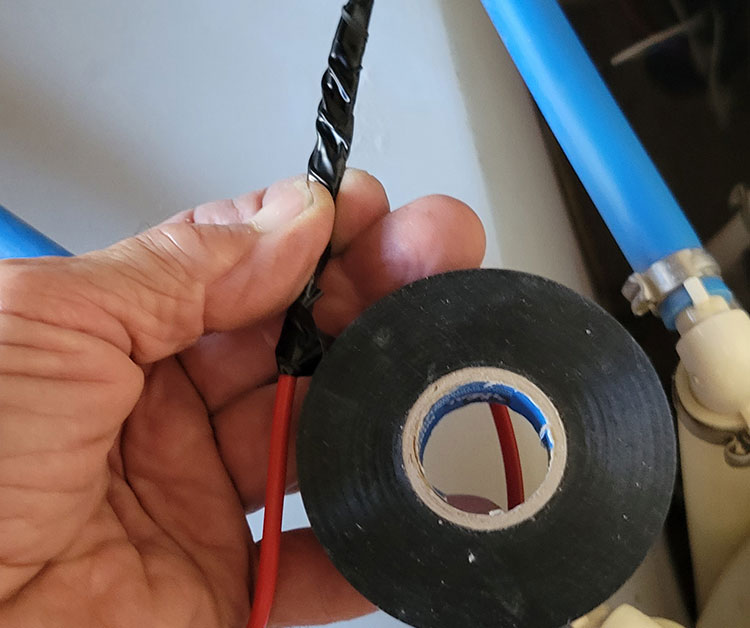 In order to connect the power wire from the new switch to the pump, it needed to be fished through the wall