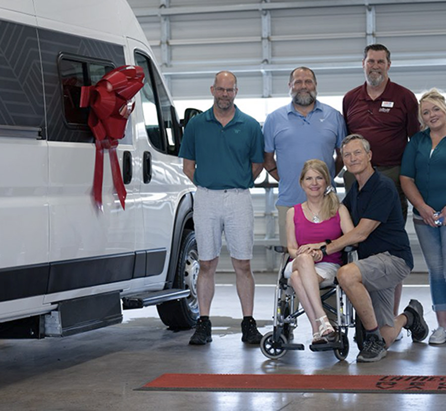 New Roam owners Jerry and Joyce Free with representatives of La Mesa RV and Winnebago.