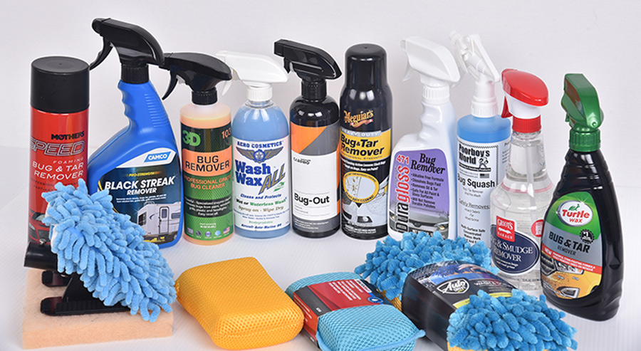 collection of cleaning products and sponges
