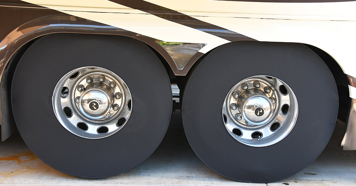rv tires with sidewall covers on