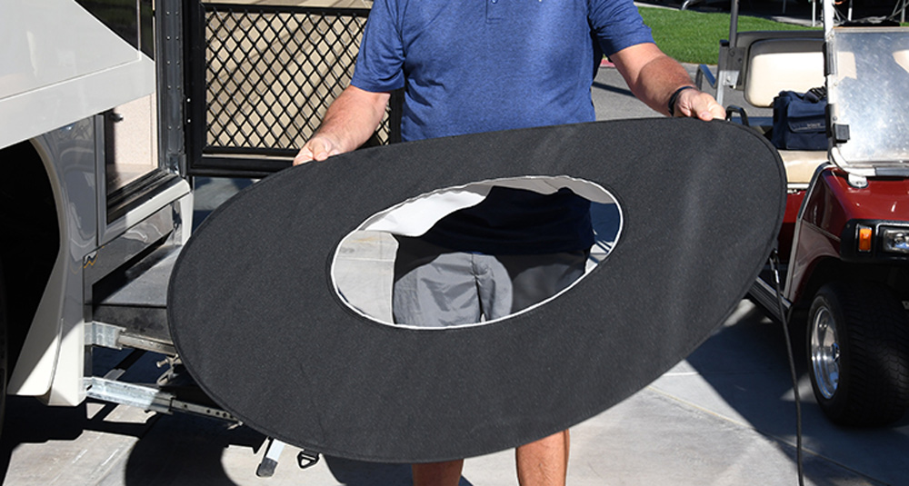unfurled rv tire shade