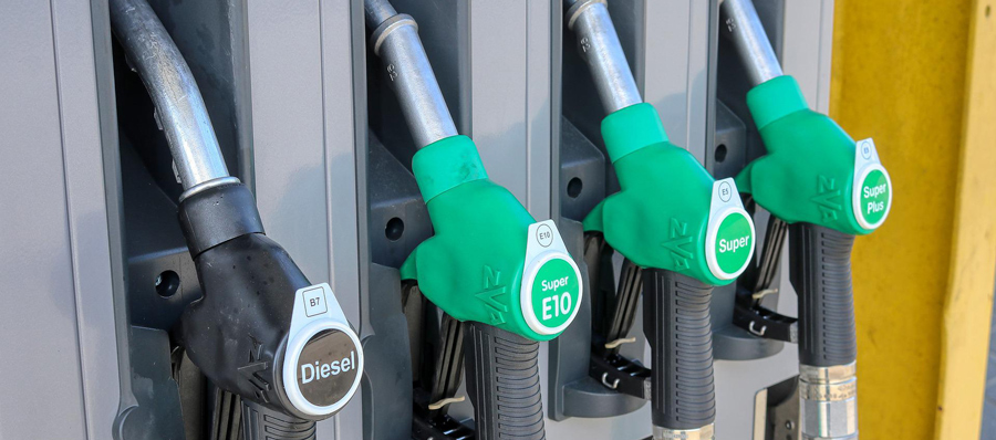 close up of gas pump handles