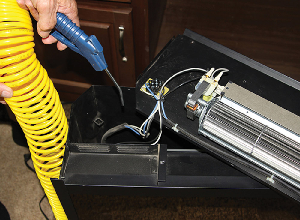 Removing fireplace and using air compressor
