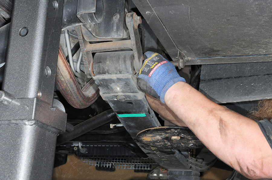 stripping leaf springs, shocks and factory hardware 